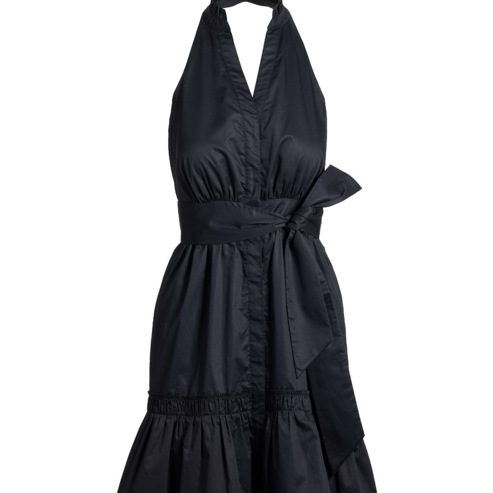Boston Proper Halter Fit and Flare Poplin Dress Black Size 8